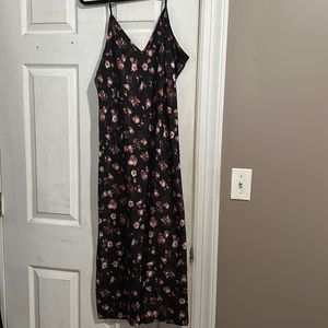 Black floral silk dress